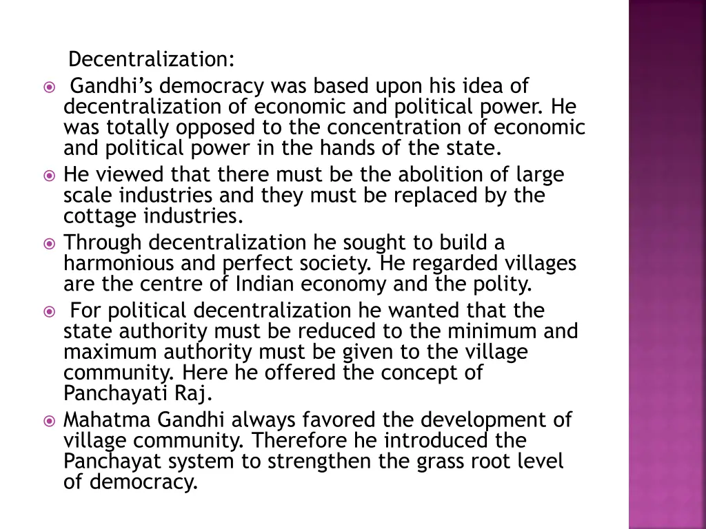 decentralization gandhi s democracy was based