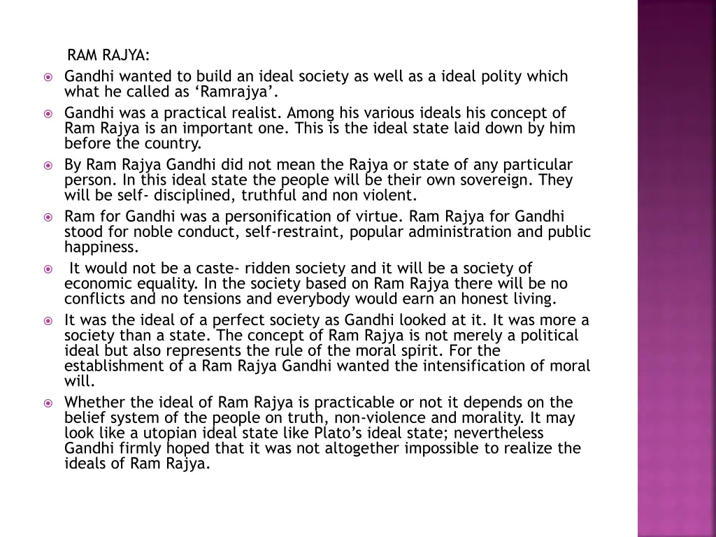 ram rajya gandhi wanted to build an ideal society