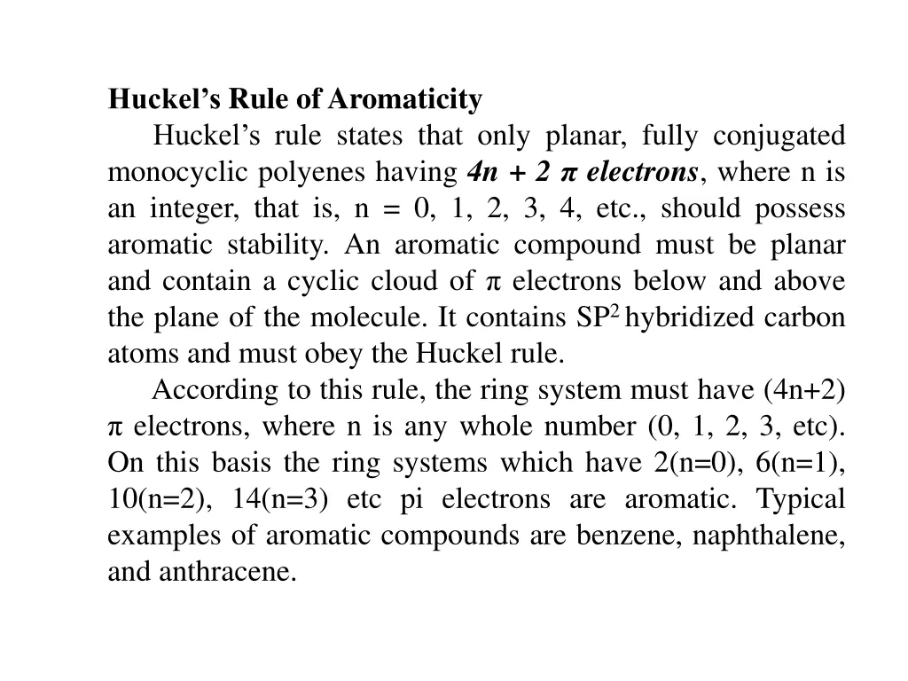 huckel s rule of aromaticity huckel s rule states