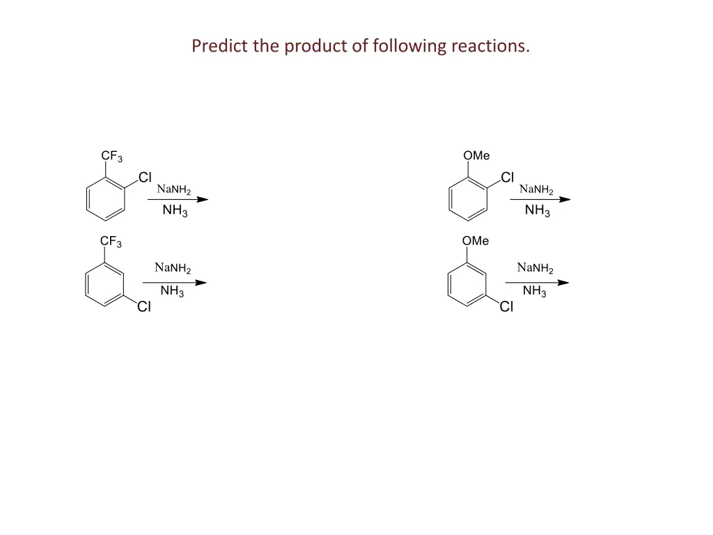 predict the product of following reactions