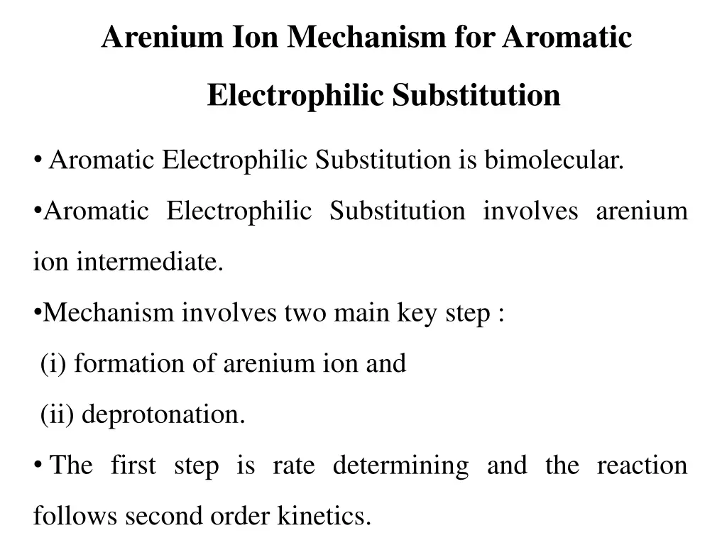arenium ion mechanism for aromatic