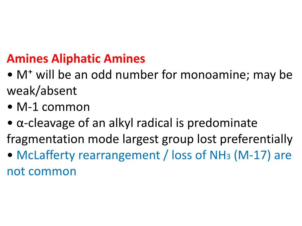 amines aliphatic amines m will be an odd number