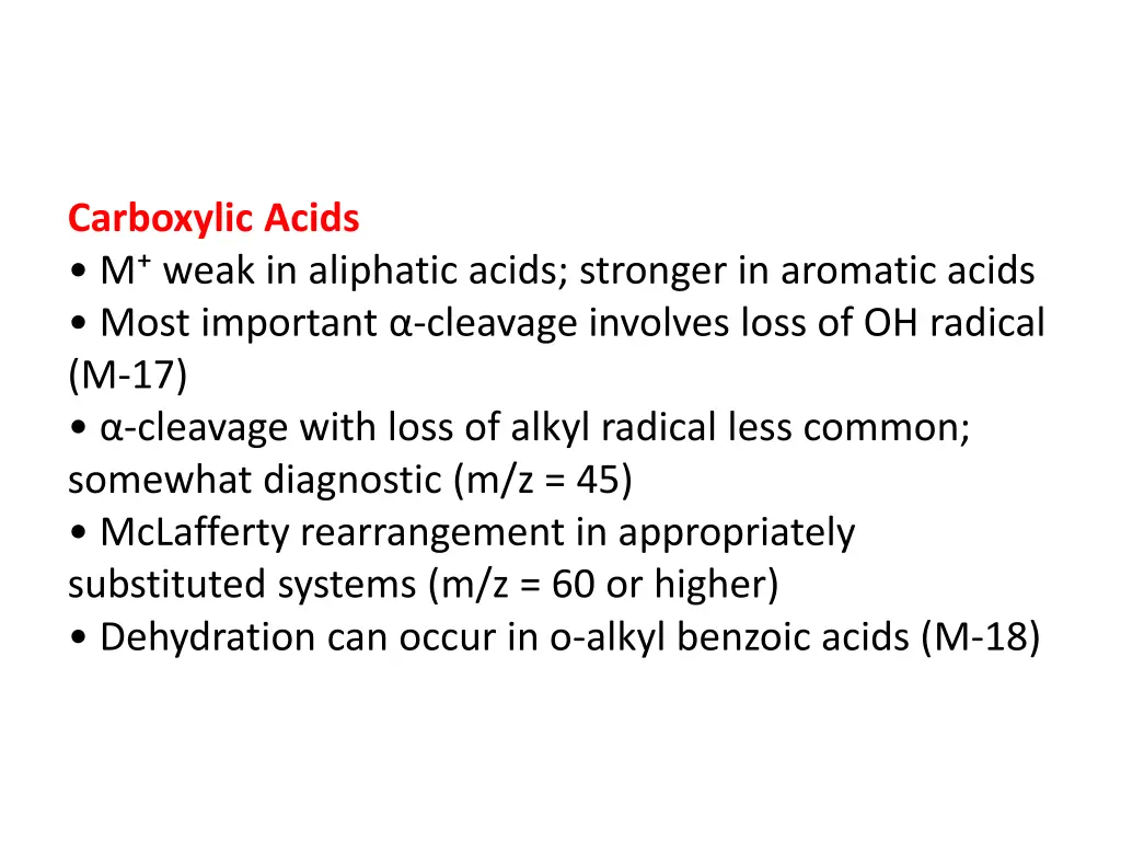 carboxylic acids m weak in aliphatic acids
