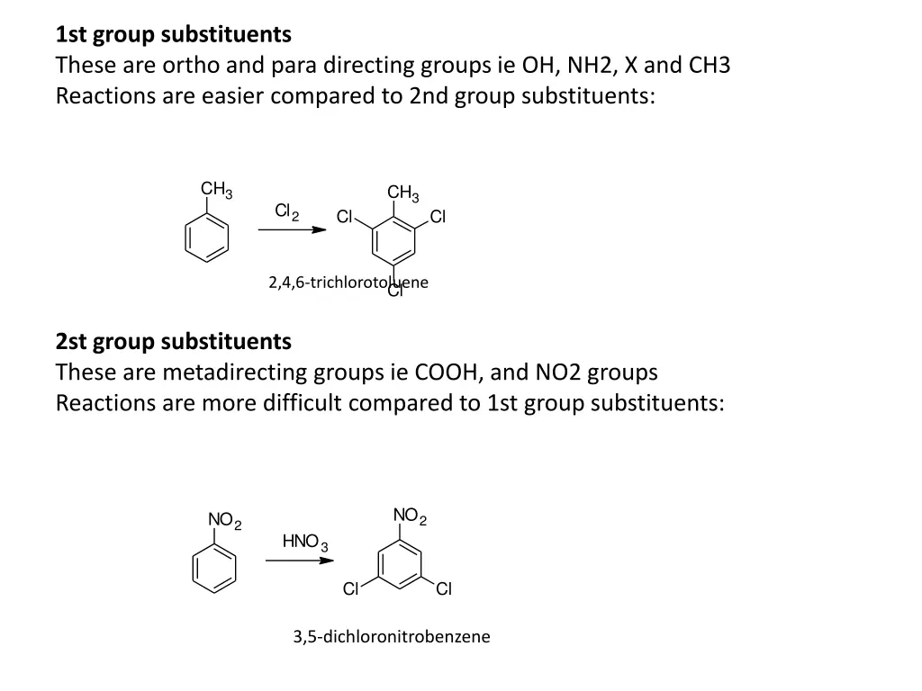 1st group substituents these are ortho and para