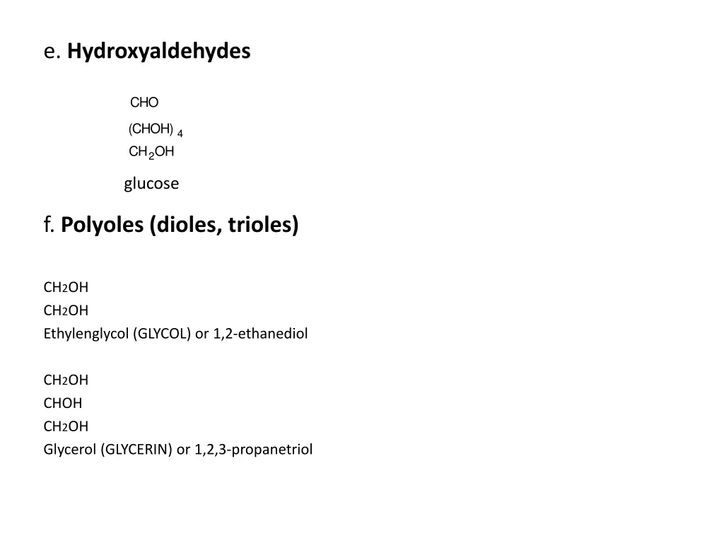 e hydroxyaldehydes