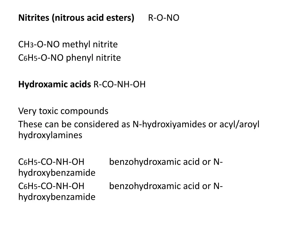 nitrites nitrous acid esters