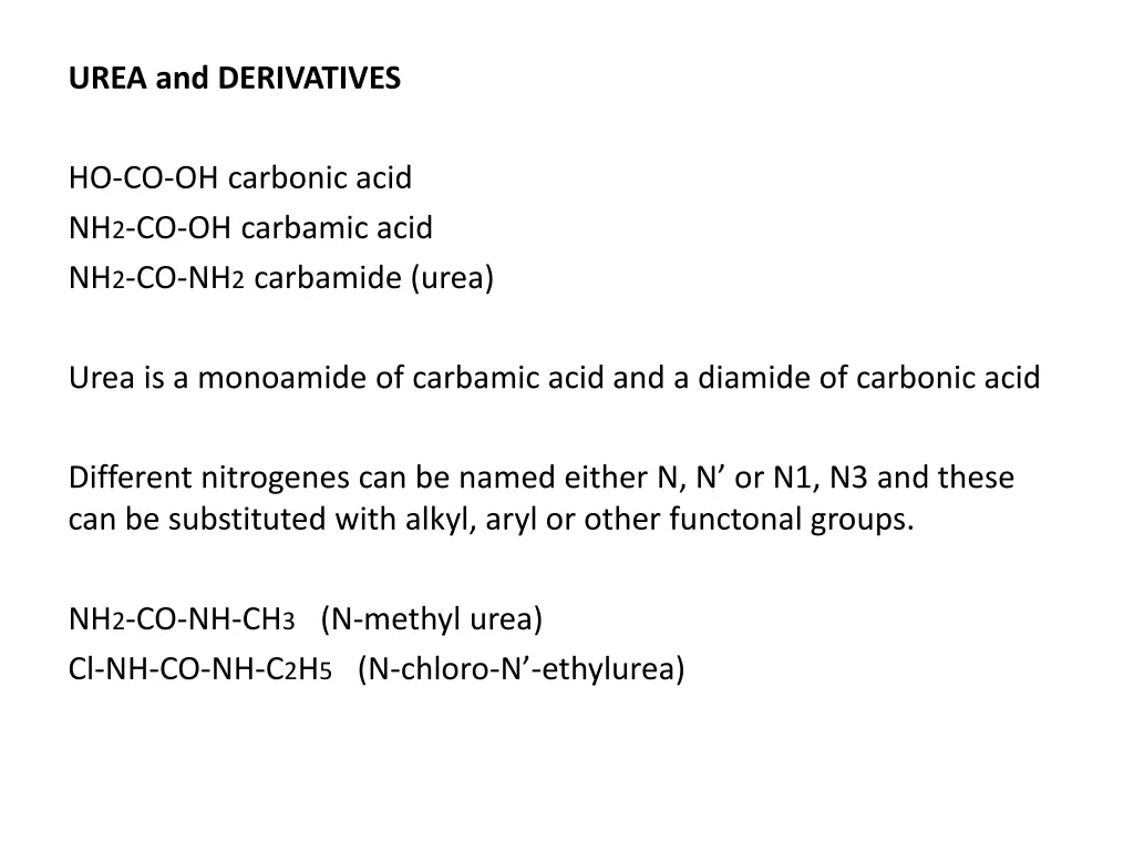 urea and derivatives