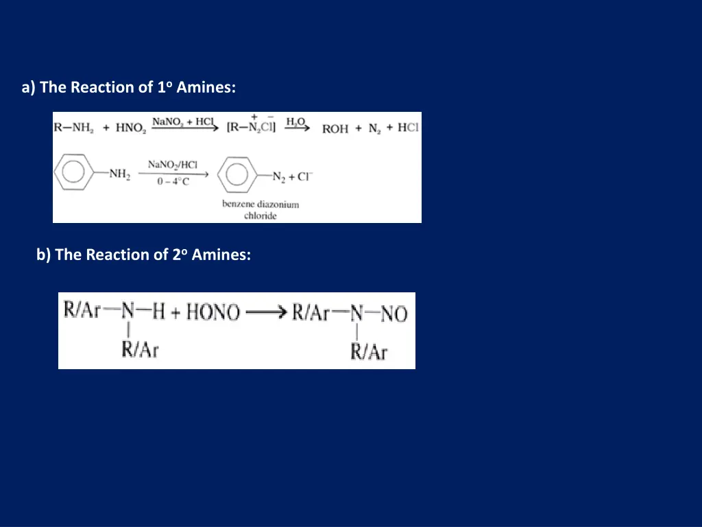 a the reaction of 1 o amines
