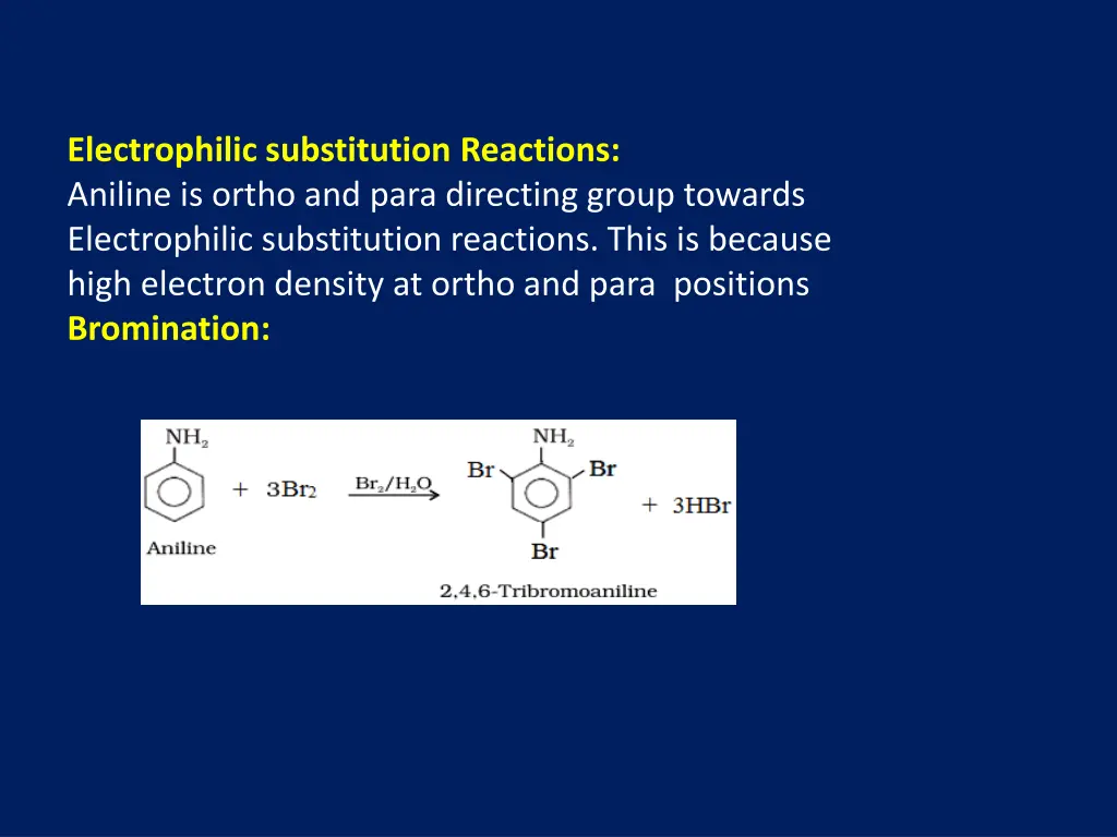 electrophilic substitution reactions aniline