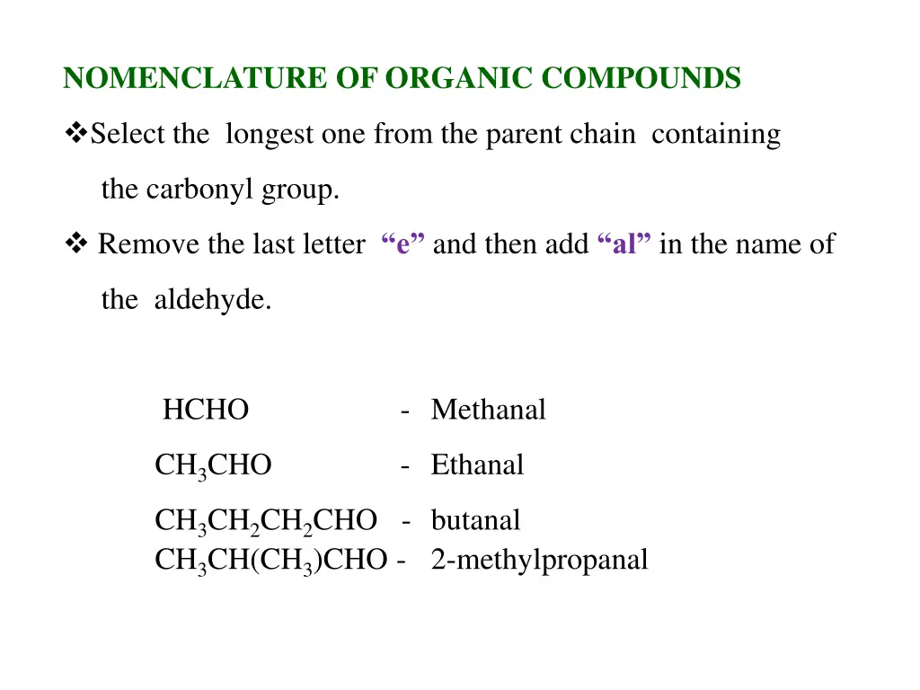 nomenclature of organic compounds