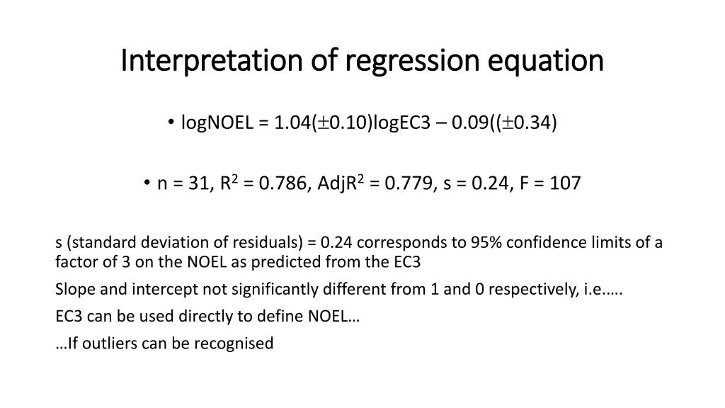 interpretation of regression equation
