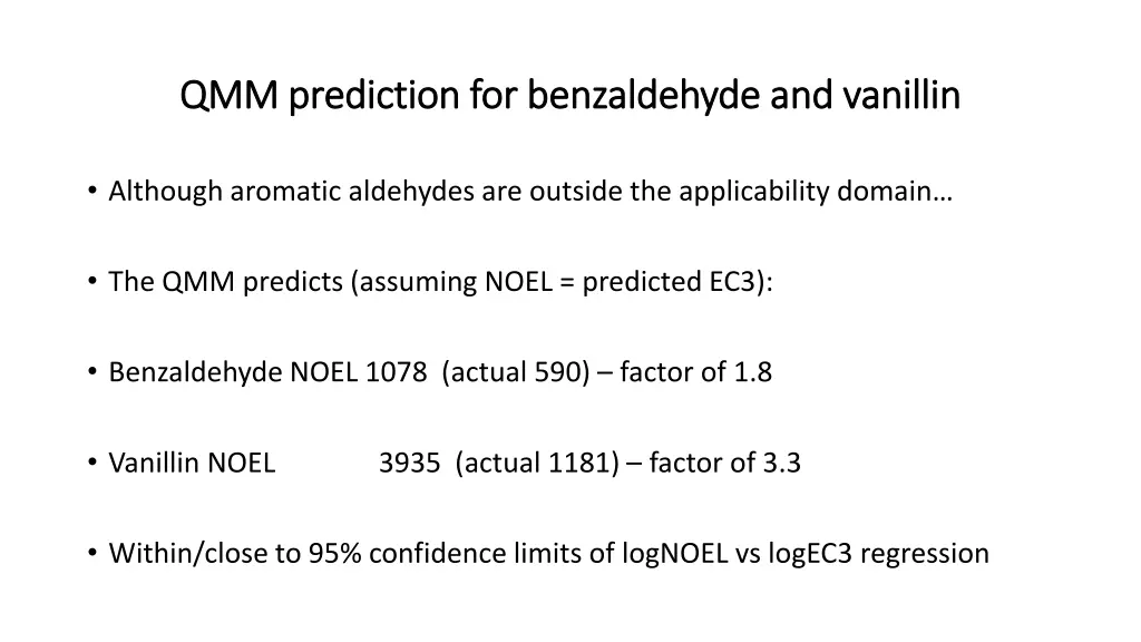qmm prediction for qmm prediction for benzaldehyde