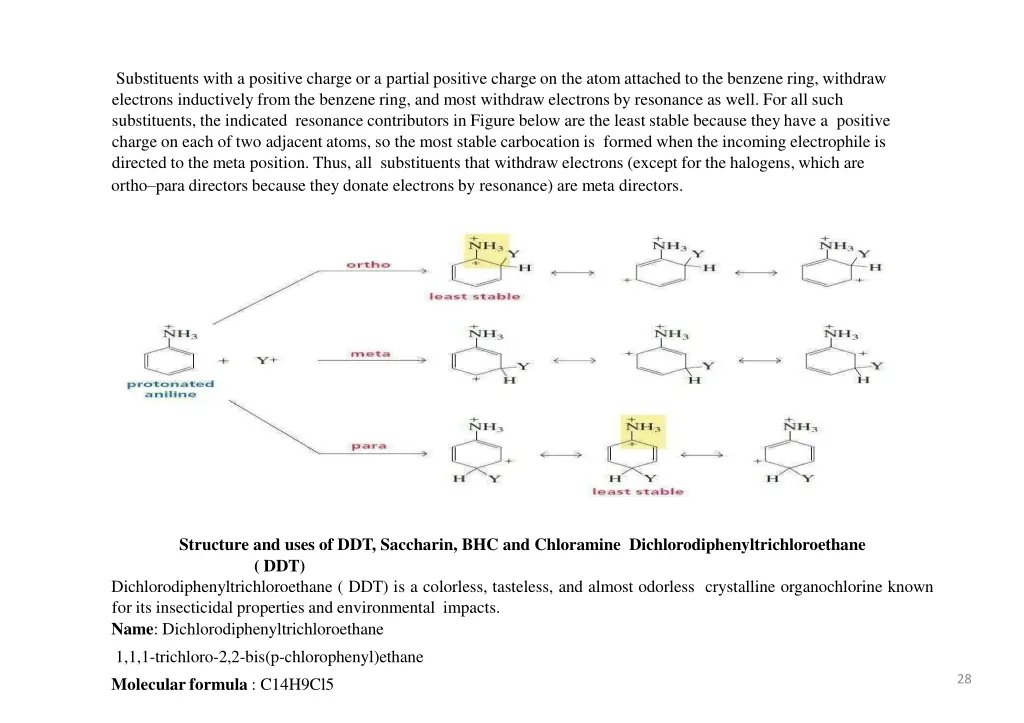 substituents with a positive charge or a partial