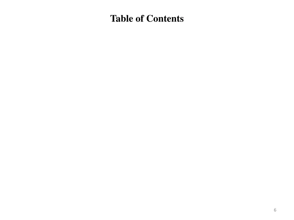 table of contents