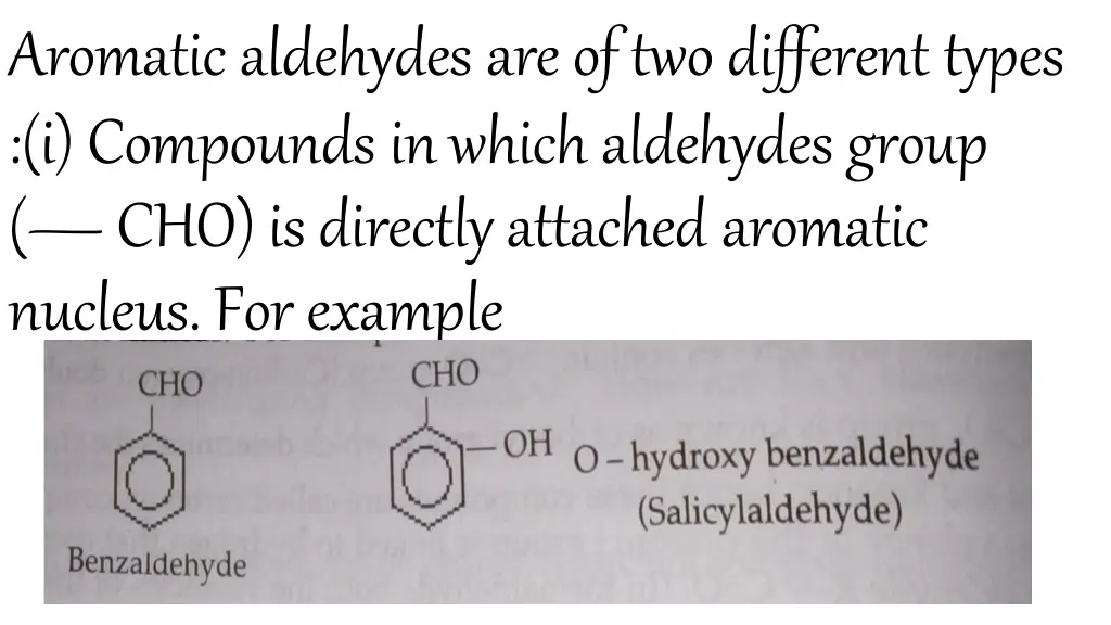 aromaticaldehydesareoftwodifferenttypes
