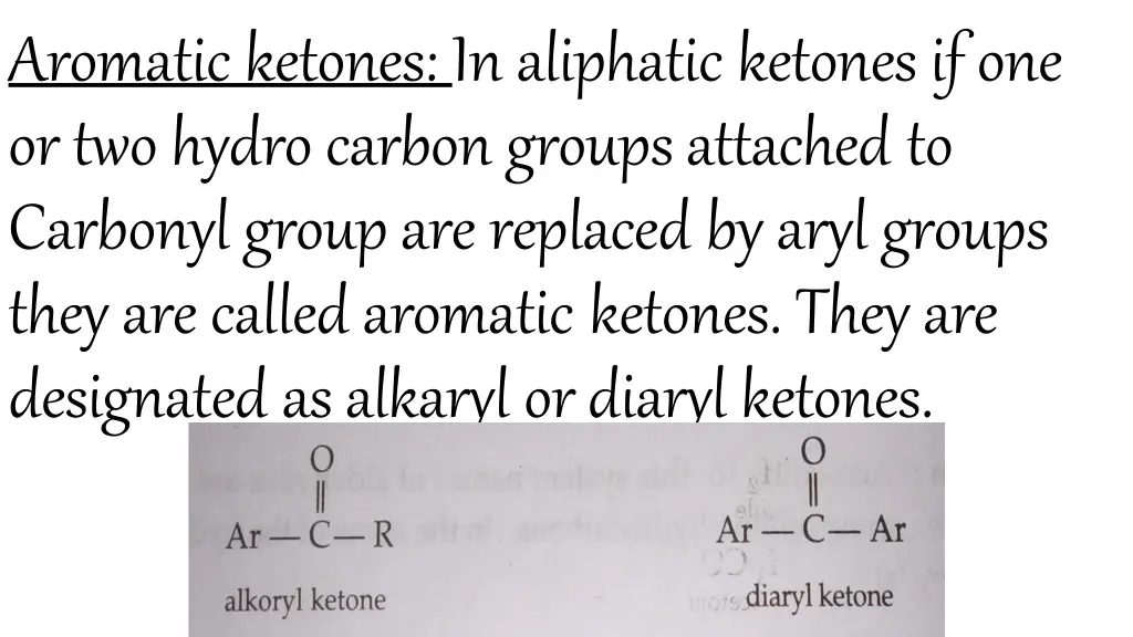 aromaticketones inaliphaticketonesifone