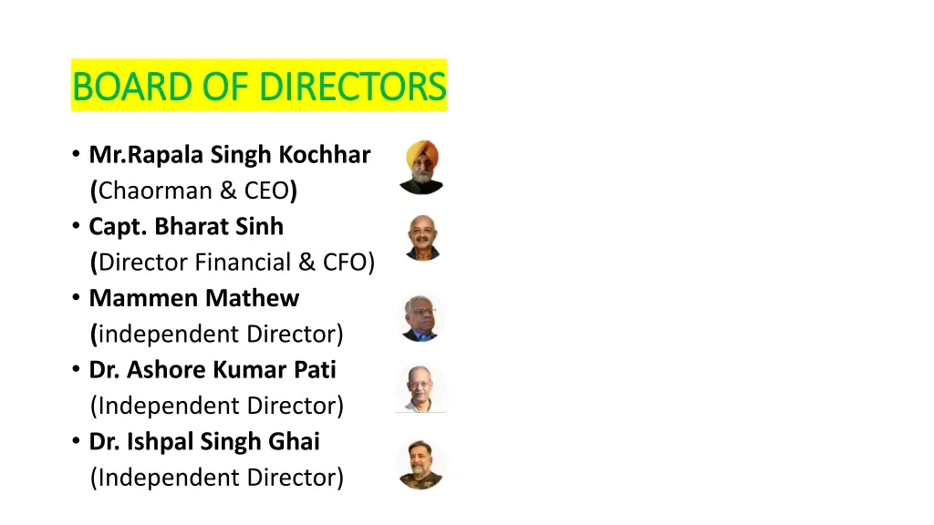board of directors board of directors