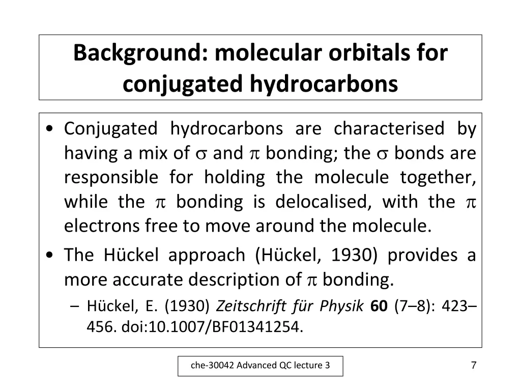 background molecular orbitals for conjugated