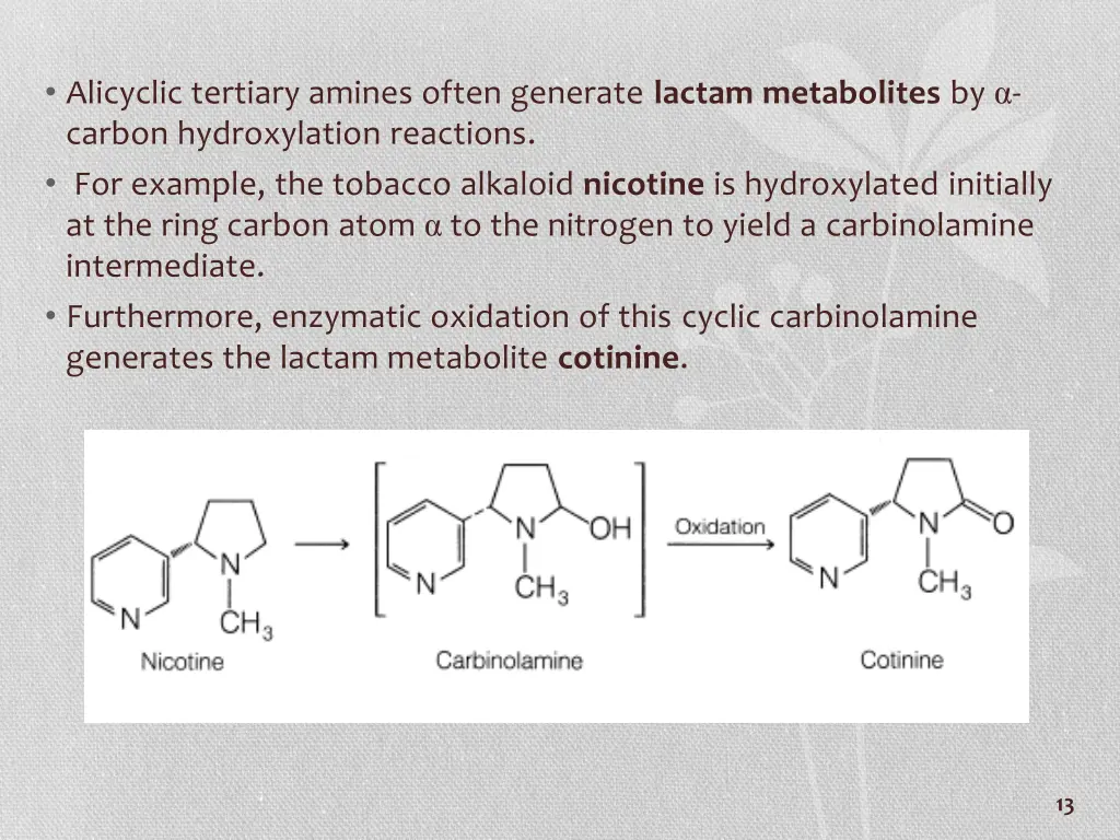 alicyclic tertiary amines often generate lactam