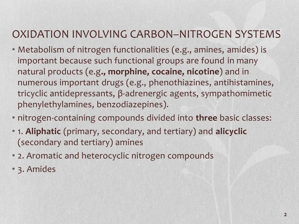 oxidation involving carbon nitrogen systems