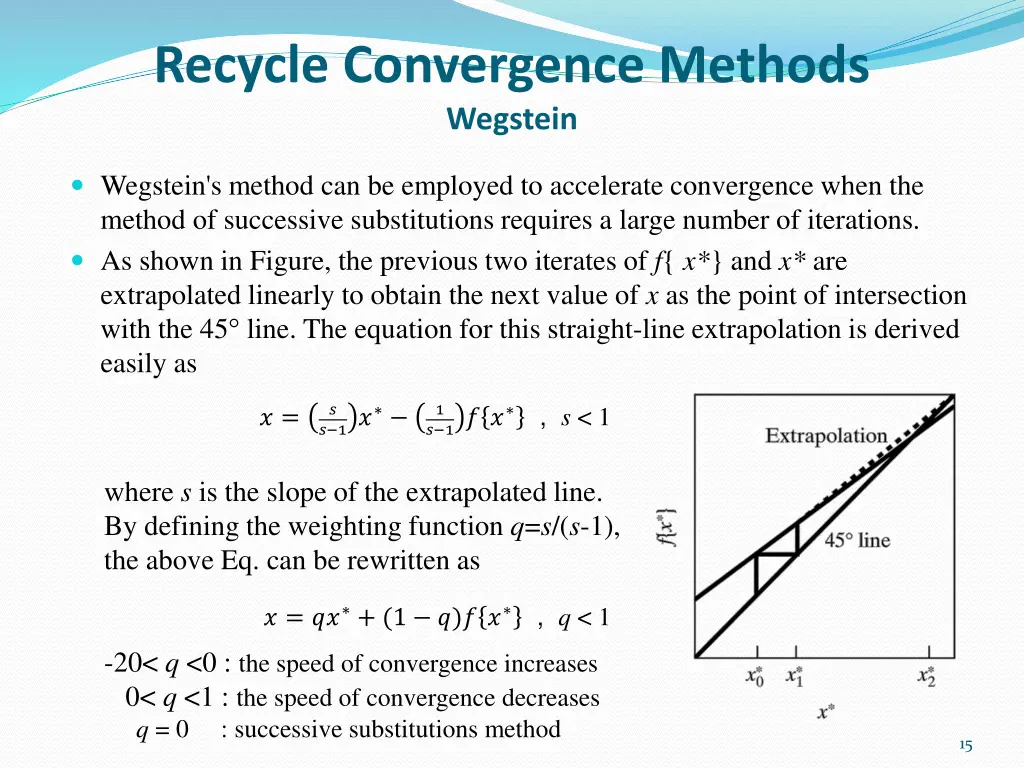 recycle convergence methods wegstein