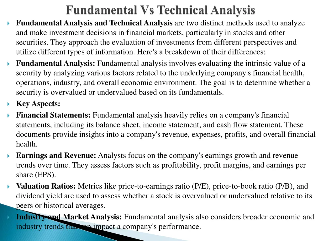 fundamental analysis and technical analysis