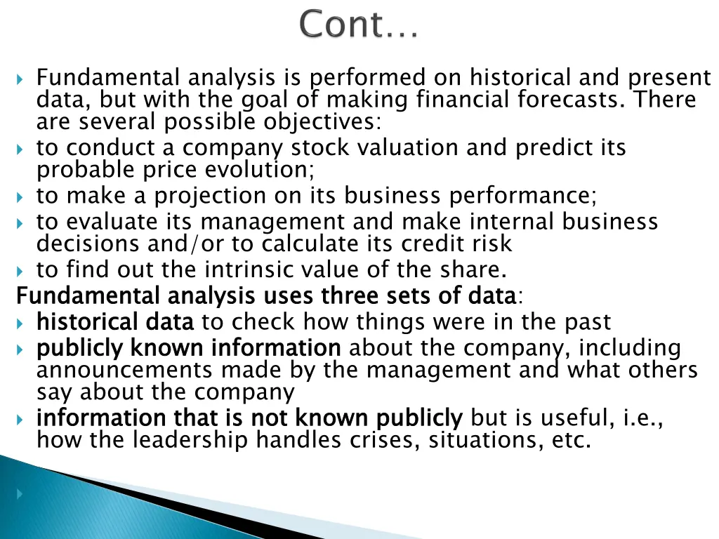 fundamental analysis is performed on historical
