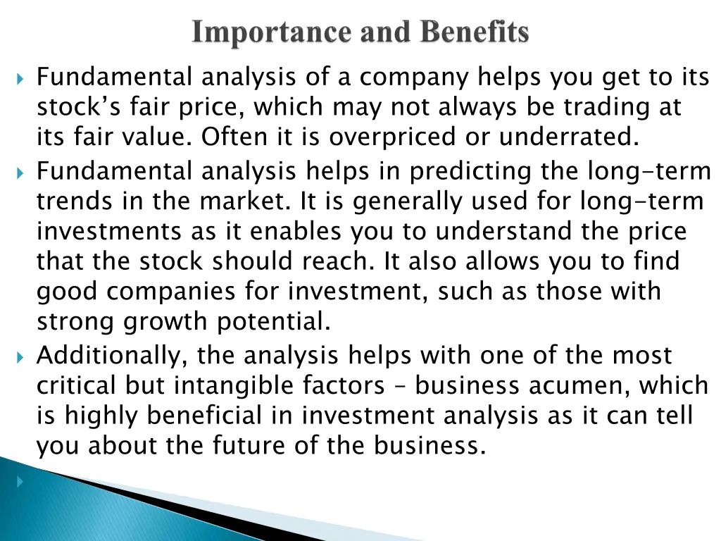 fundamental analysis of a company helps