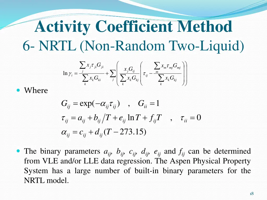 activity coefficient method 6 nrtl non random 1
