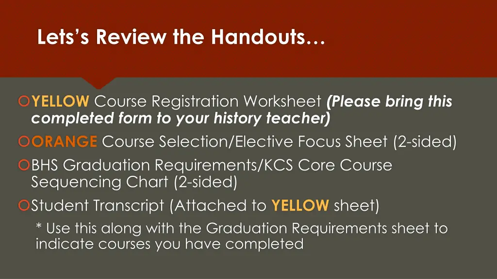 lets s review the handouts