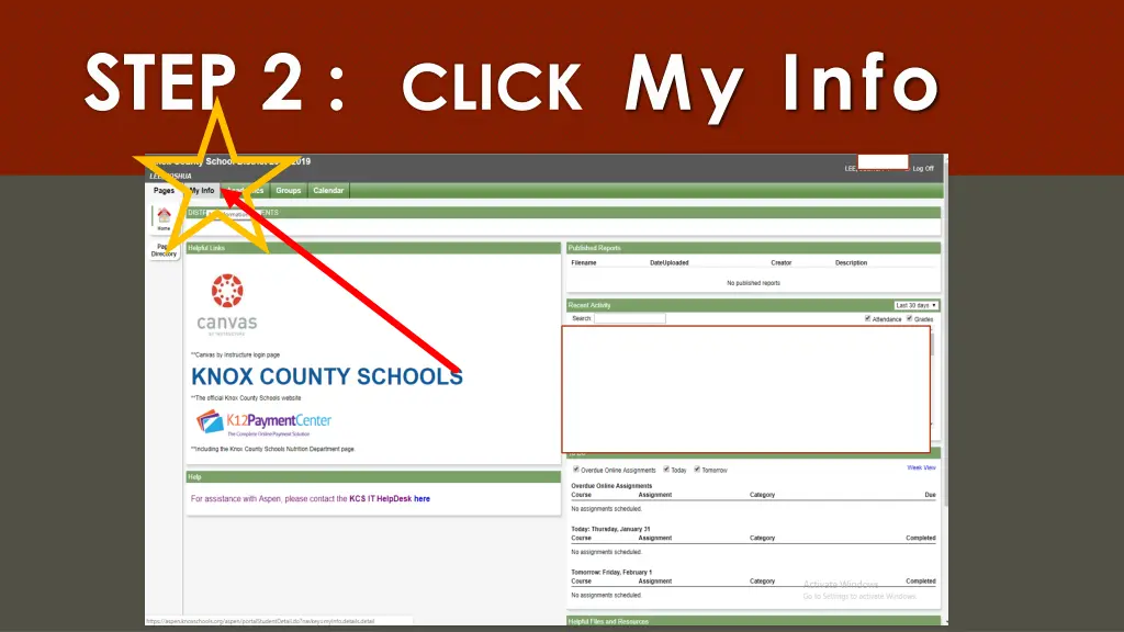 step 2 click my info
