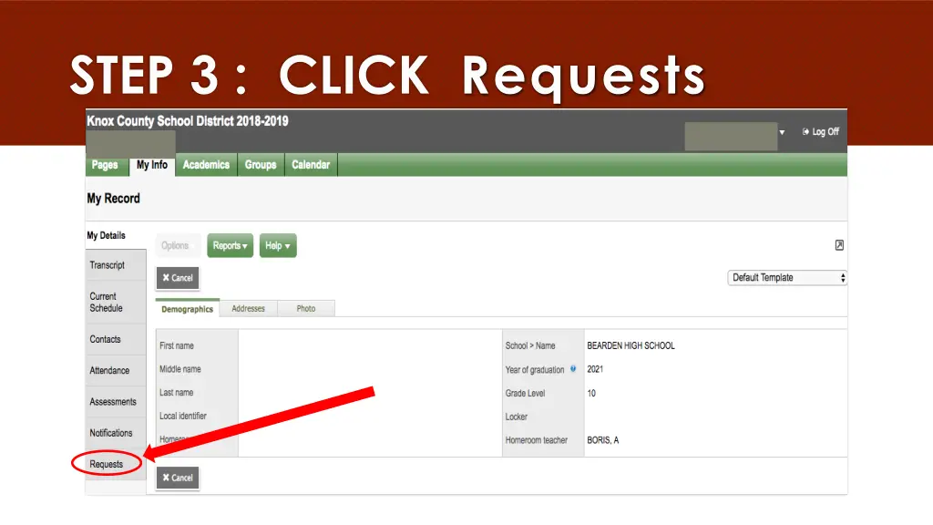 step 3 click requests