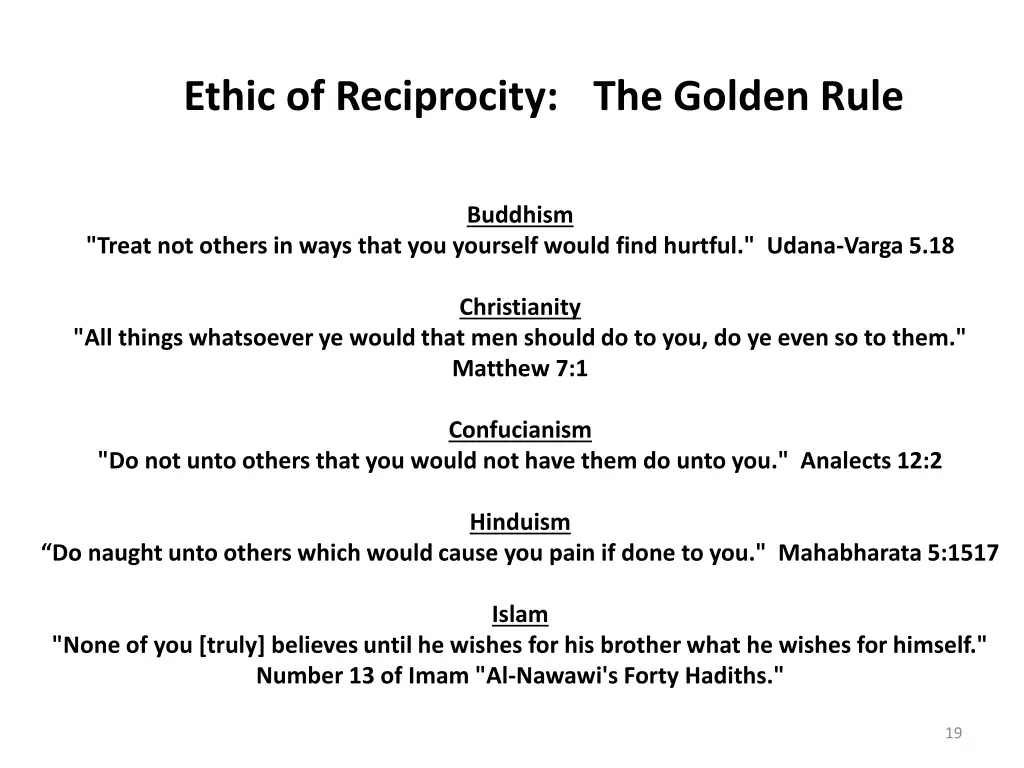 ethic of reciprocity the golden rule