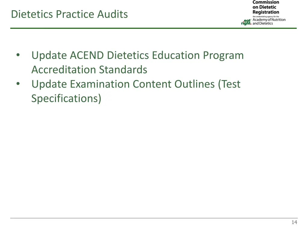 dietetics practice audits