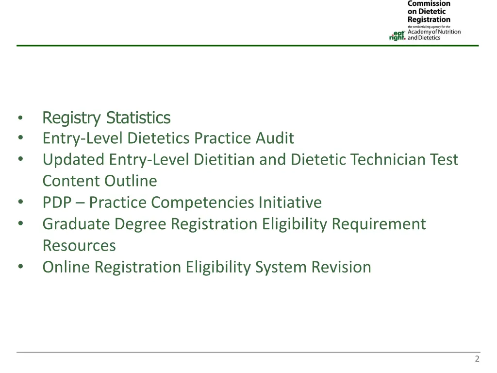 registry statistics entry level dietetics