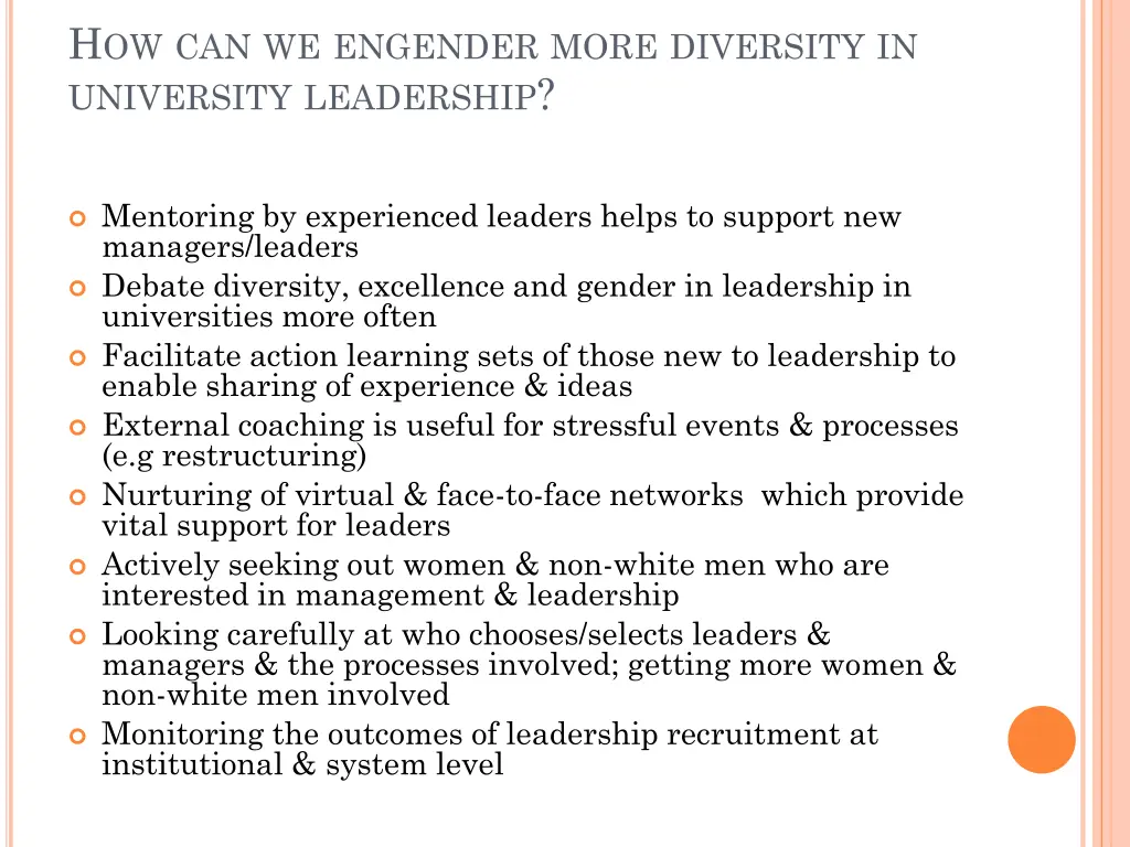 h ow can we engender more diversity in university