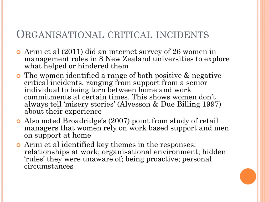 o rganisational critical incidents