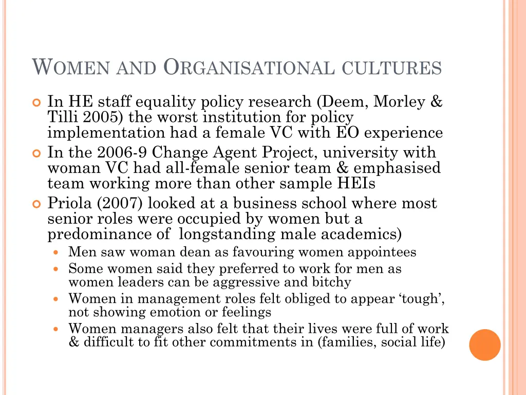 w omen and o rganisational cultures