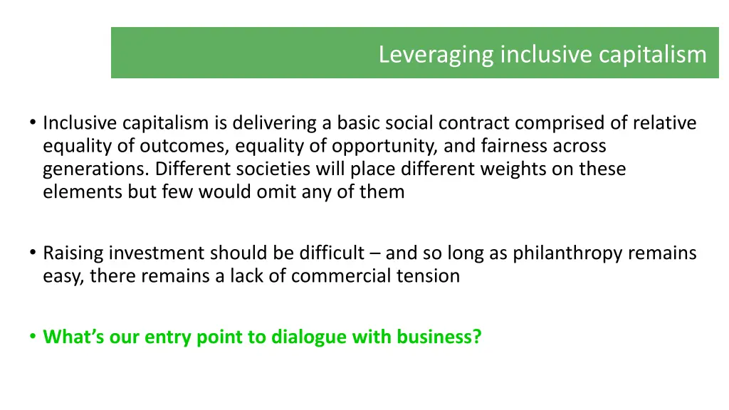 leveraging inclusive capitalism