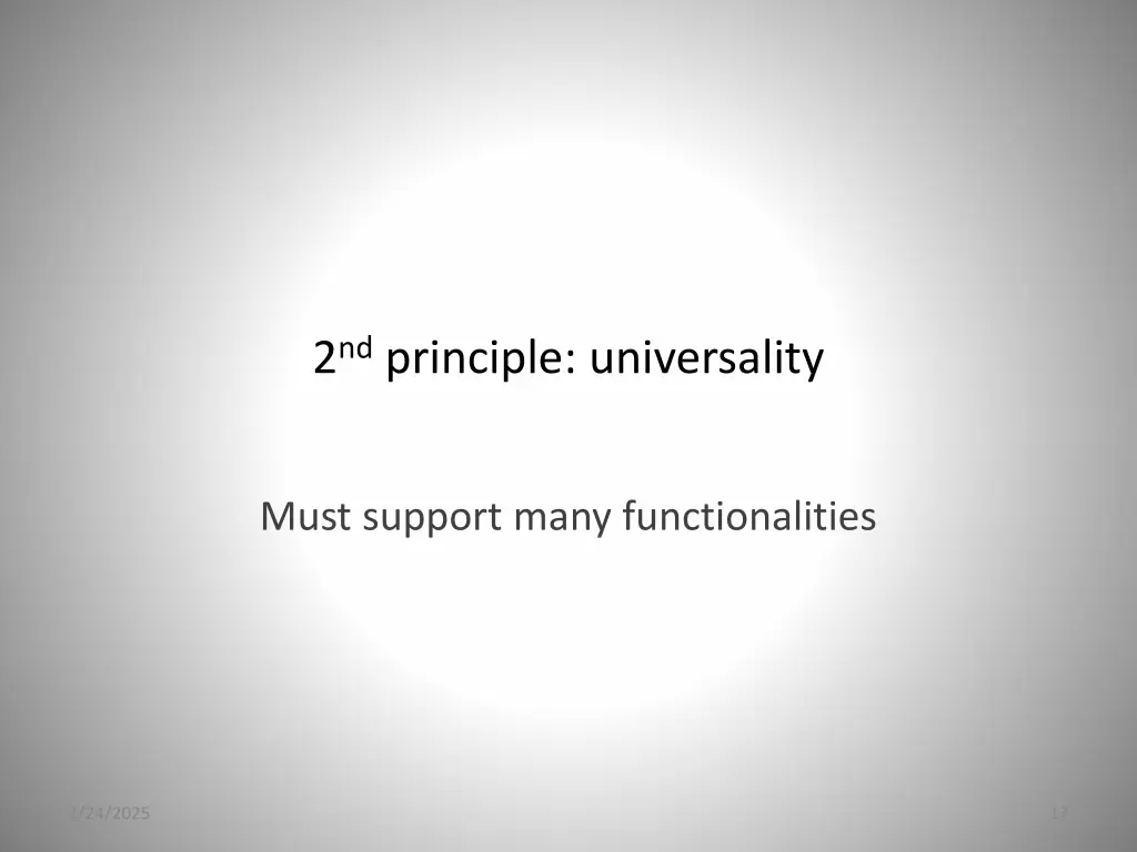 2 nd principle universality 1