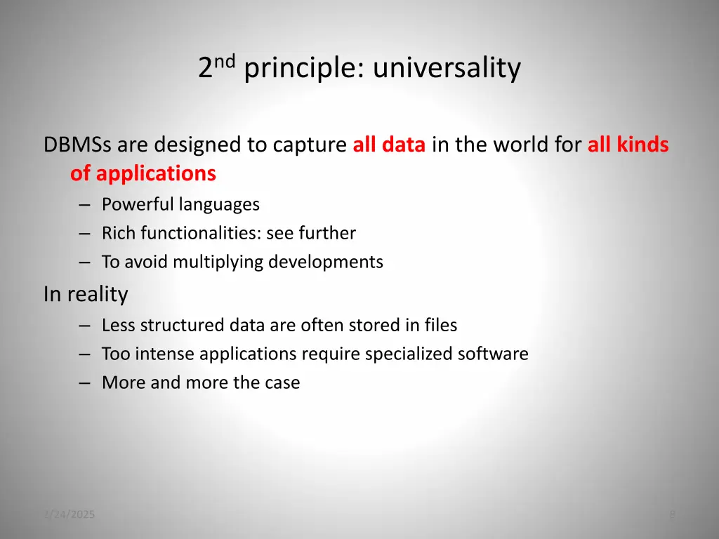 2 nd principle universality