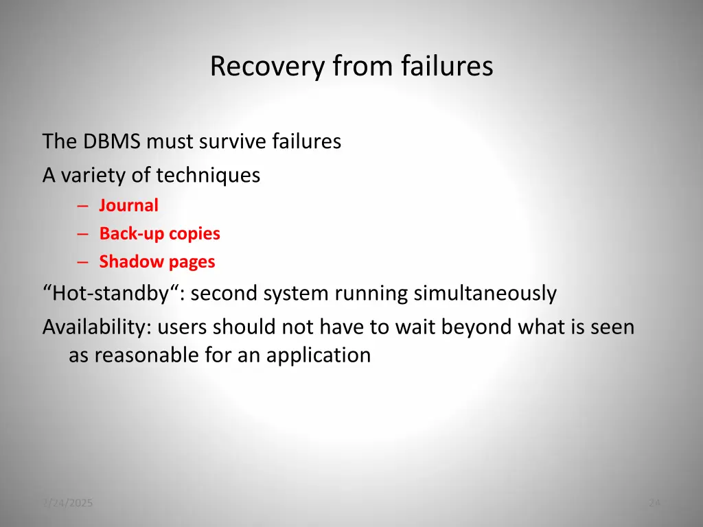 recovery from failures