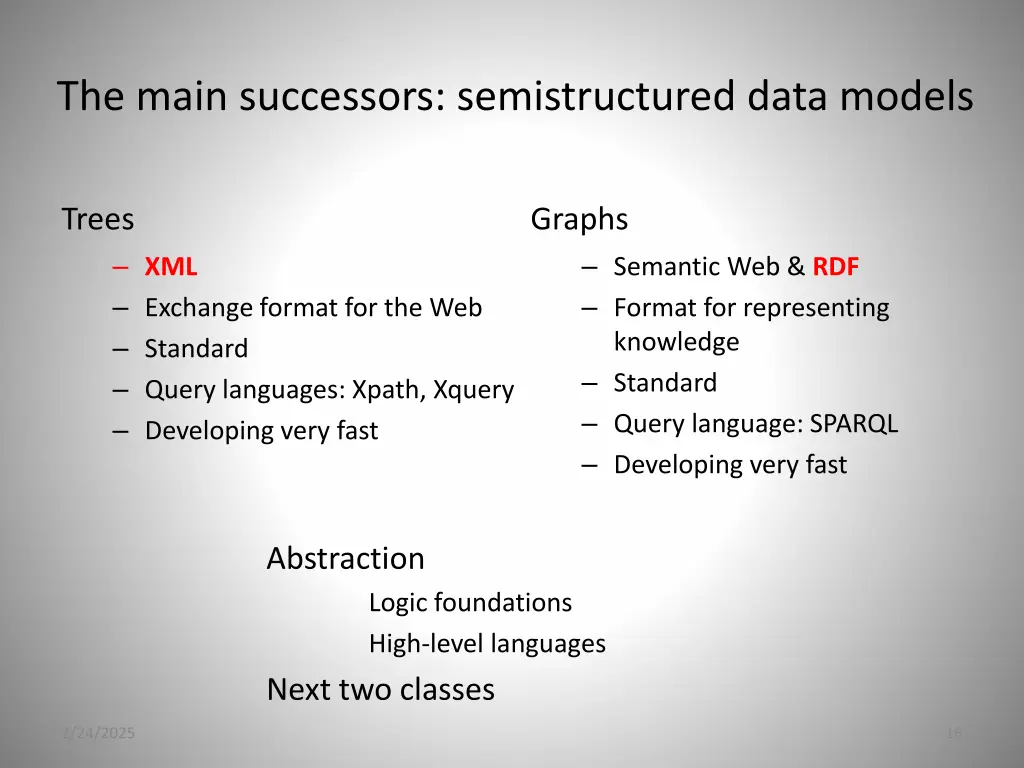 the main successors semistructured data models