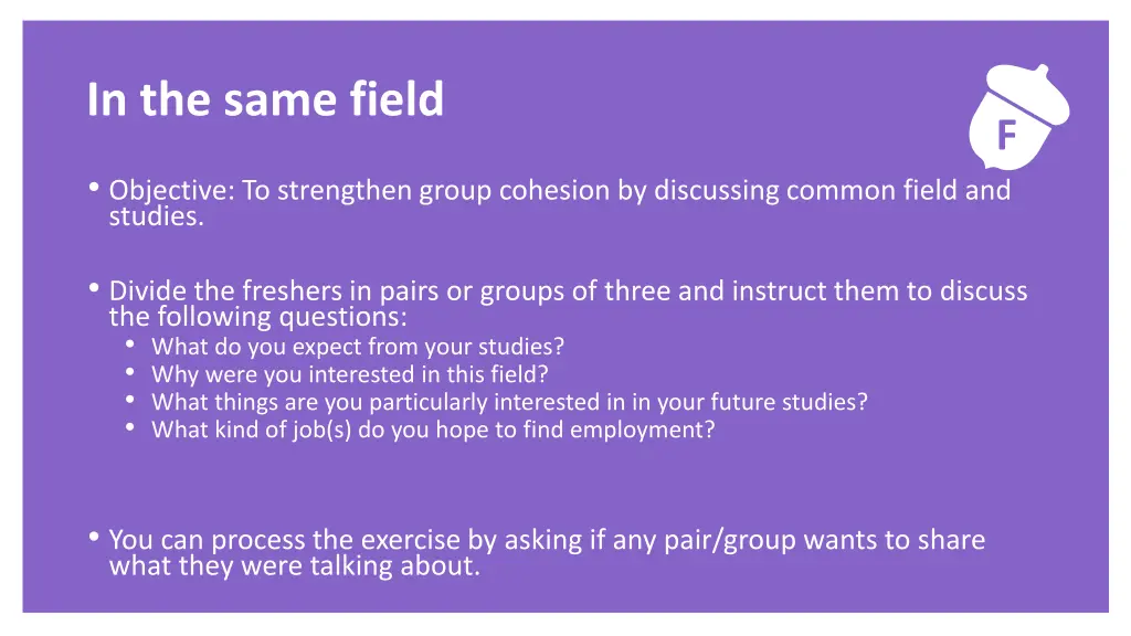 exercise in the same field