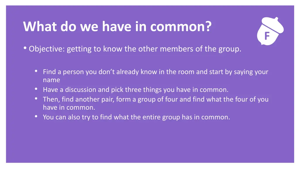 exercise what do we have in common