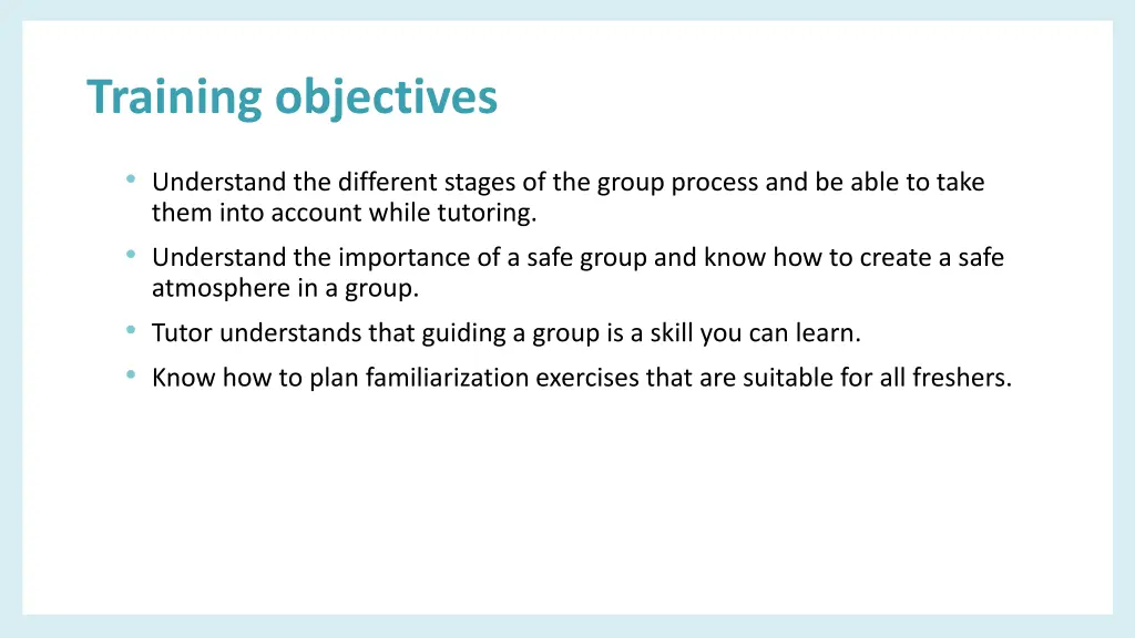 training objectives