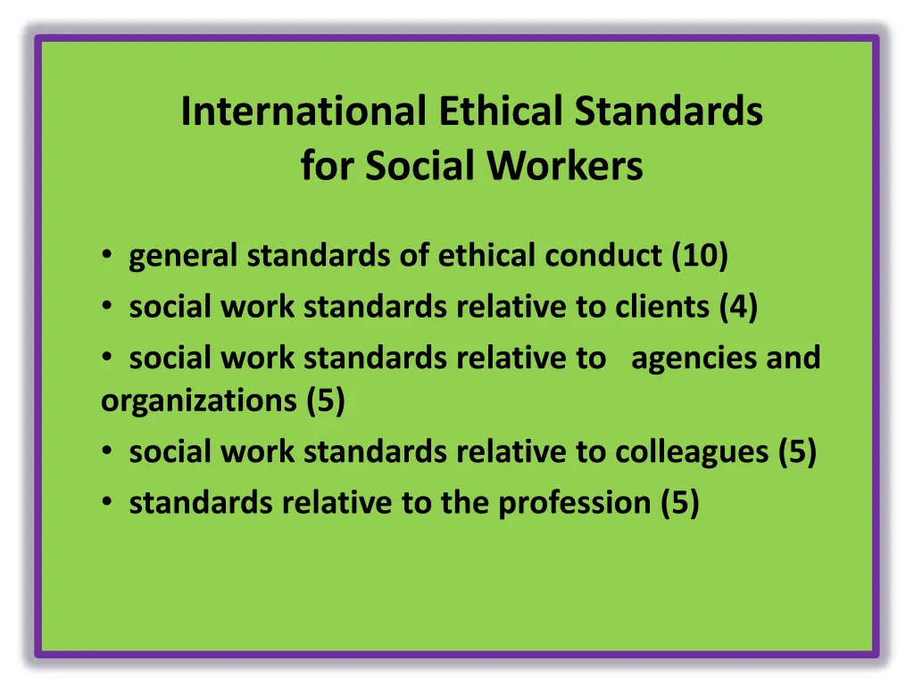 international ethical standards for social workers 1