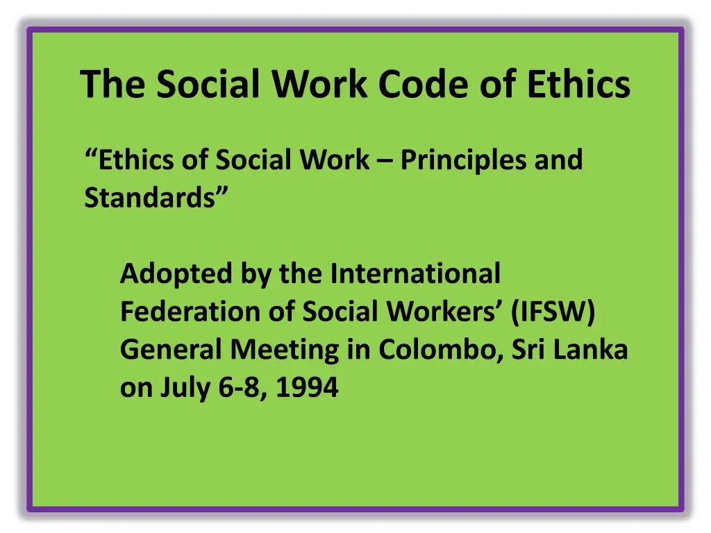 the social work code of ethics
