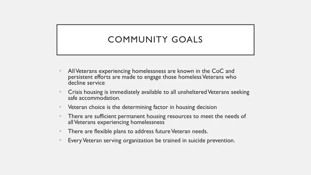 community goals