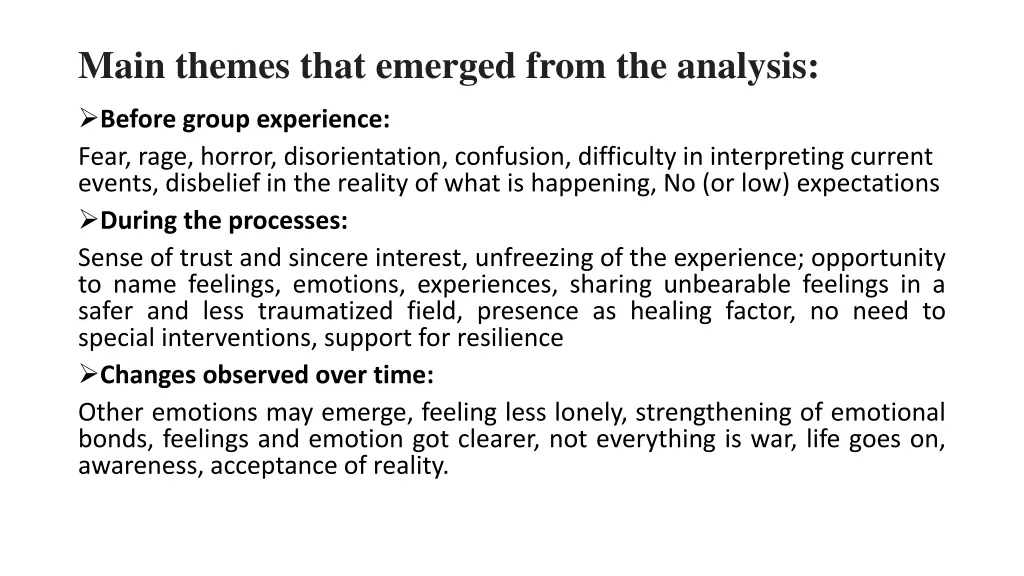 main themes that emerged from the analysis